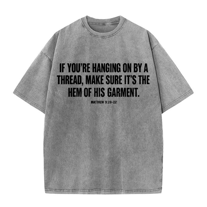 Christianartworkshop Matthew 9:20‑22 Faith Quote Front Bleeding Woman Touch Christ Robe Line Art Rear Print Washed T‑Shirt - image 7