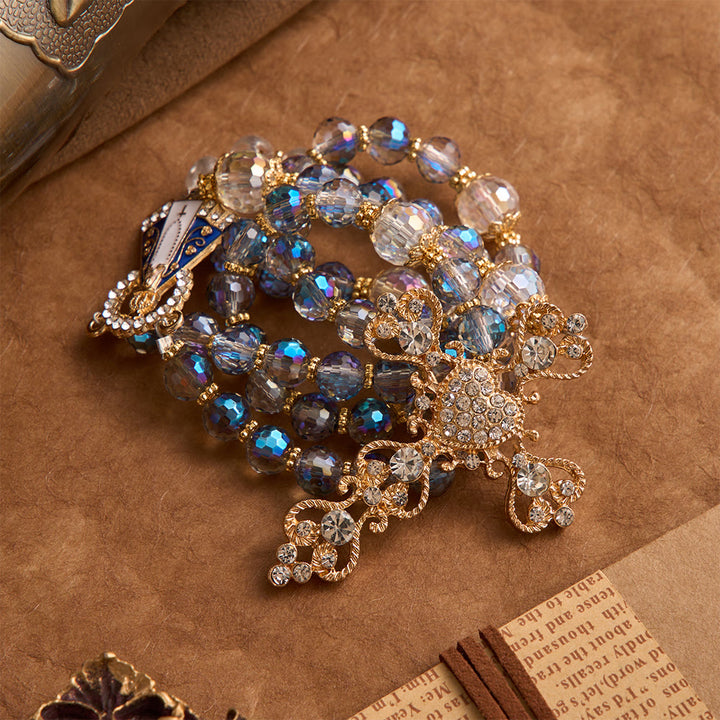 Christianartworkshop Iridescent Blue Beads Rosary With Our Lady of Aparecida & Rhinestone Crucifix: Custom Name Bead Keepsake For Chapel - image 6