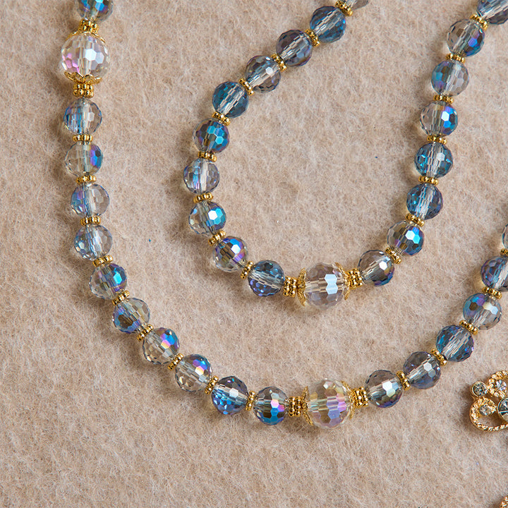 Christianartworkshop Iridescent Blue Beads Rosary With Our Lady of Aparecida & Rhinestone Crucifix: Custom Name Bead Keepsake For Chapel - image 8
