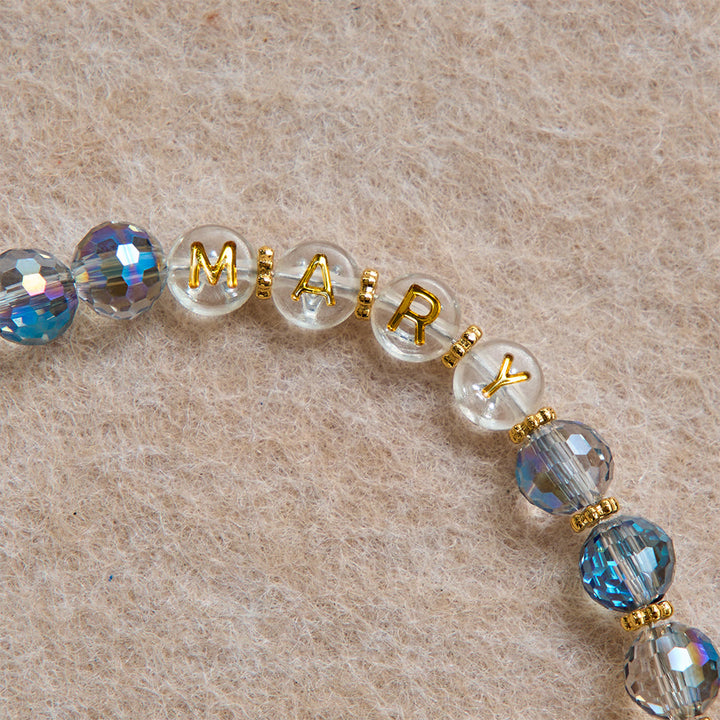 Christianartworkshop Iridescent Blue Beads Rosary With Our Lady of Aparecida & Rhinestone Crucifix: Custom Name Bead Keepsake For Chapel - image 7