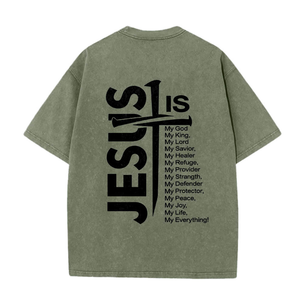 Christianartworkshop Front Mini Emblem Back Large Jesus Cross Attribute List Dual-Side Print Washed T‑Shirt - image 26