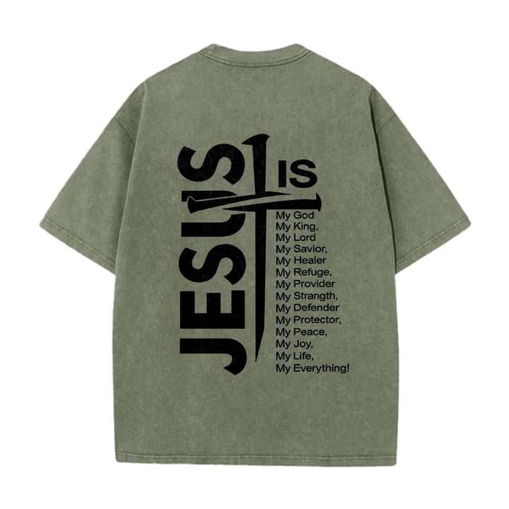 Christianartworkshop Front Mini Emblem Back Large Jesus Cross Attribute List Dual-Side Print Washed T‑Shirt - image 26