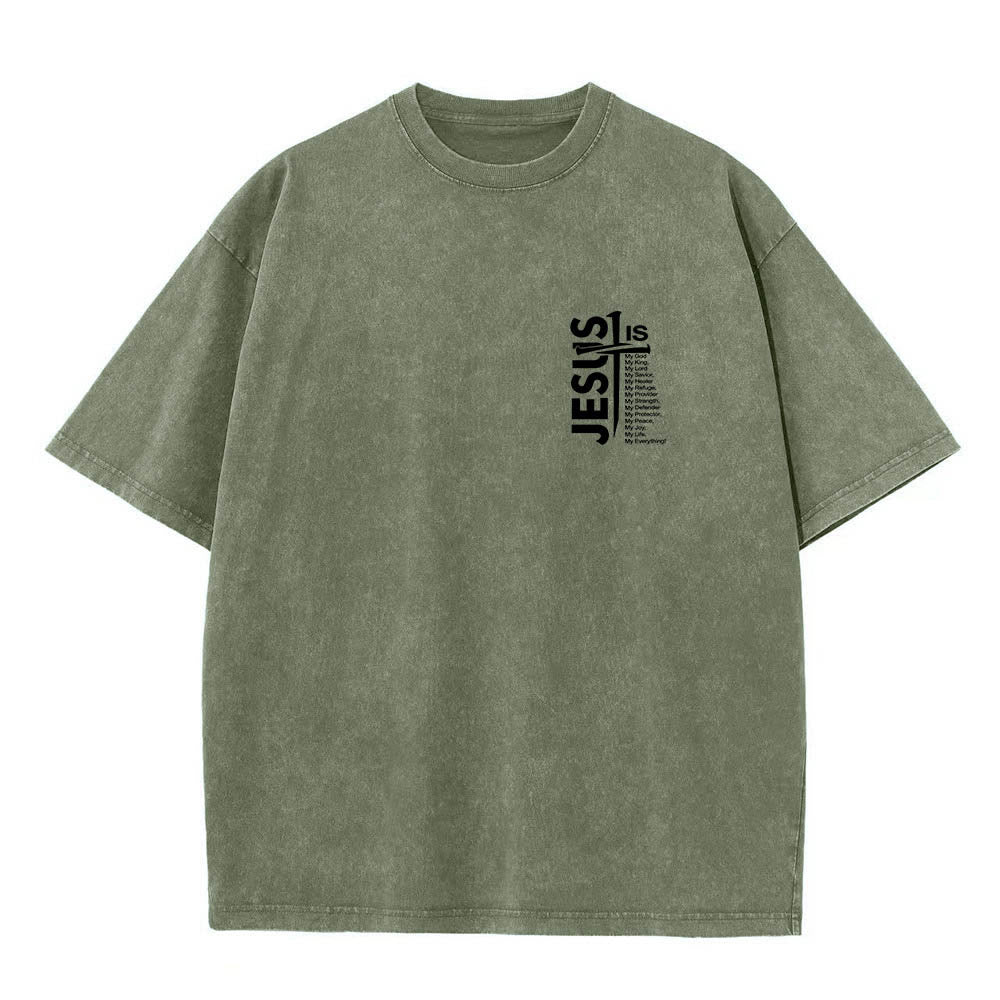 Christianartworkshop Front Mini Emblem Back Large Jesus Cross Attribute List Dual-Side Print Washed T‑Shirt - image 25