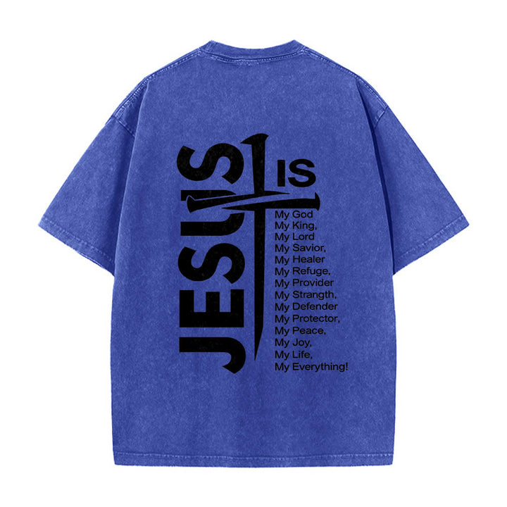 Christianartworkshop Front Mini Emblem Back Large Jesus Cross Attribute List Dual-Side Print Washed T‑Shirt - image 14