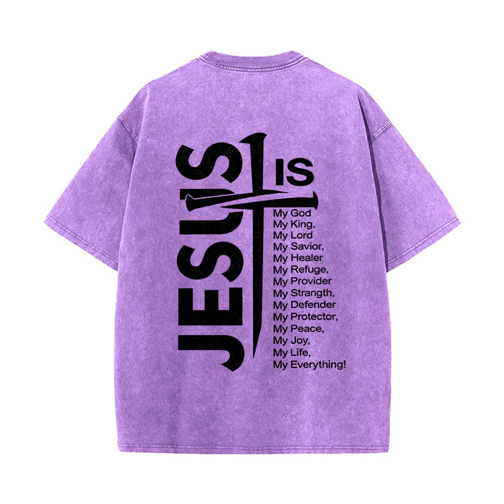 Christianartworkshop Front Mini Emblem Back Large Jesus Cross Attribute List Dual-Side Print Washed T‑Shirt - image 20