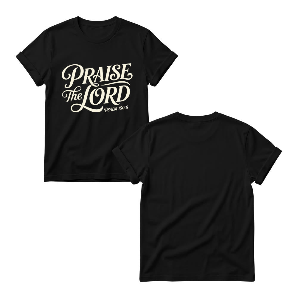 Christianartworkshop Ornate Curly Script Praise The Lord Psalm 150:6 Women’s Crewnecks T-shirt - image 5
