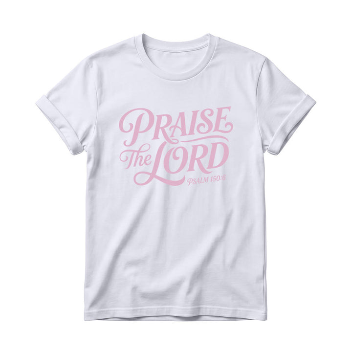 Christianartworkshop Ornate Curly Script Praise The Lord Psalm 150:6 Women’s Crewnecks T-shirt - White - 4XL - image 2