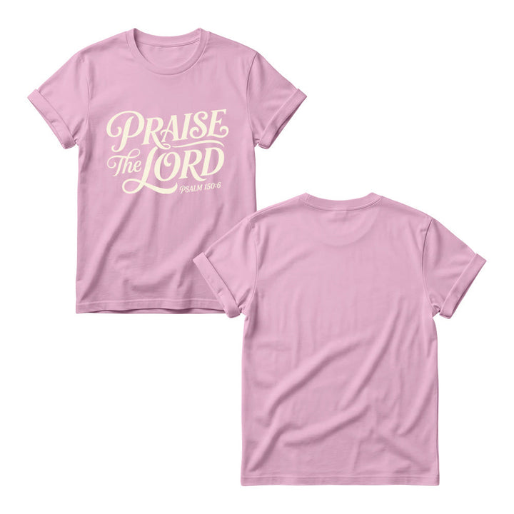 Christianartworkshop Ornate Curly Script Praise The Lord Psalm 150:6 Women’s Crewnecks T-shirt - image 1