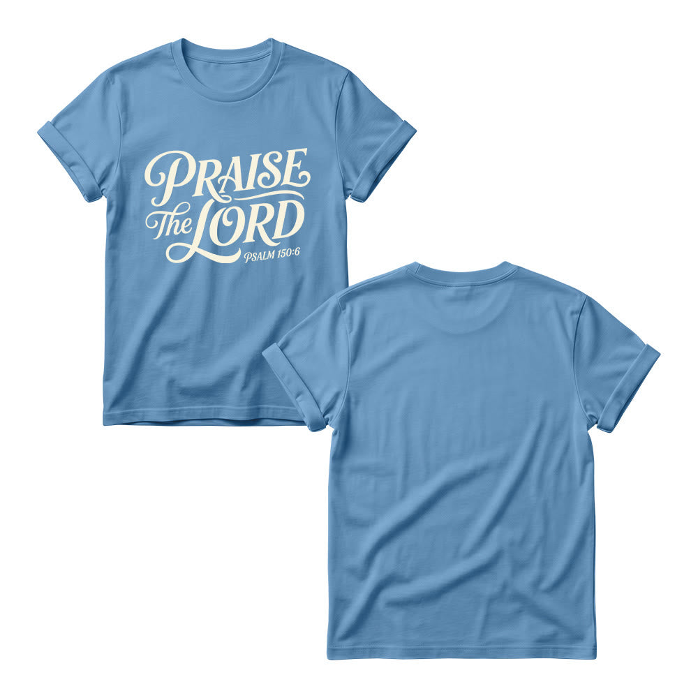 Christianartworkshop Ornate Curly Script Praise The Lord Psalm 150:6 Women’s Crewnecks T-shirt - image 11