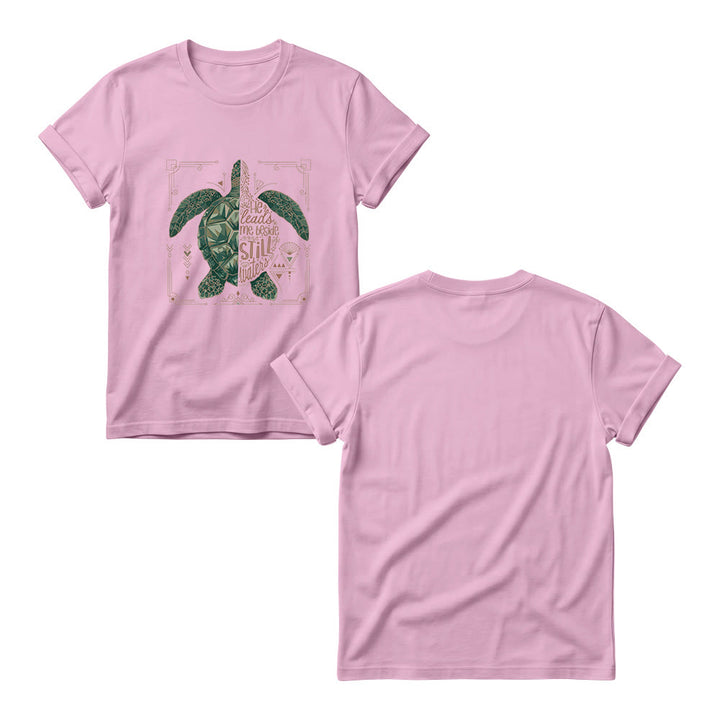 Christianartworkshop Split Geometric Sea Turtle Ornate Border Psalm Devotional Phrase Women’s Crewnecks T-shirt - image 5