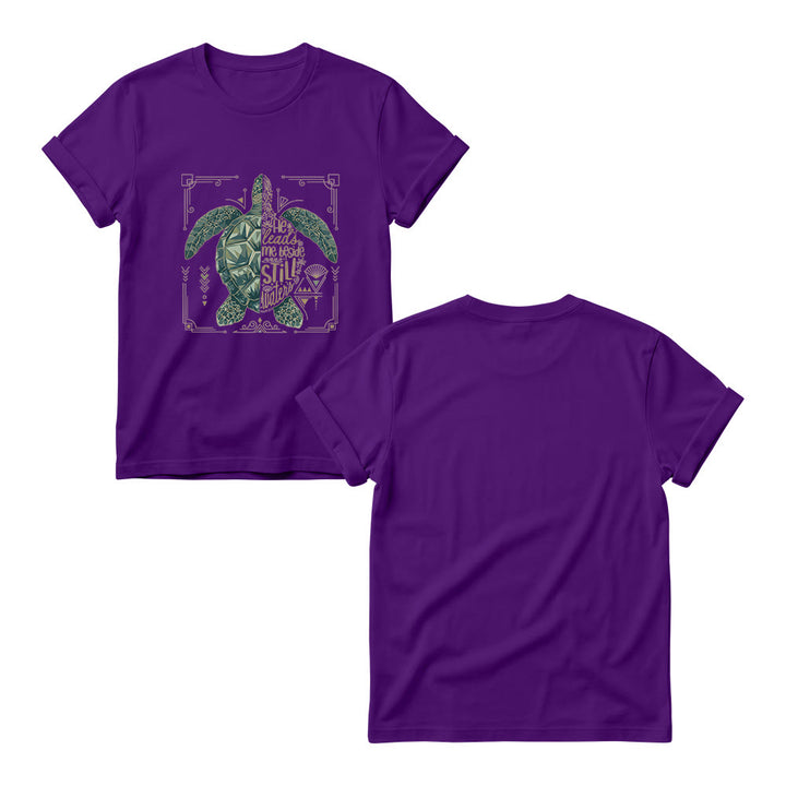 Christianartworkshop Split Geometric Sea Turtle Ornate Border Psalm Devotional Phrase Women’s Crewnecks T-shirt - image 13