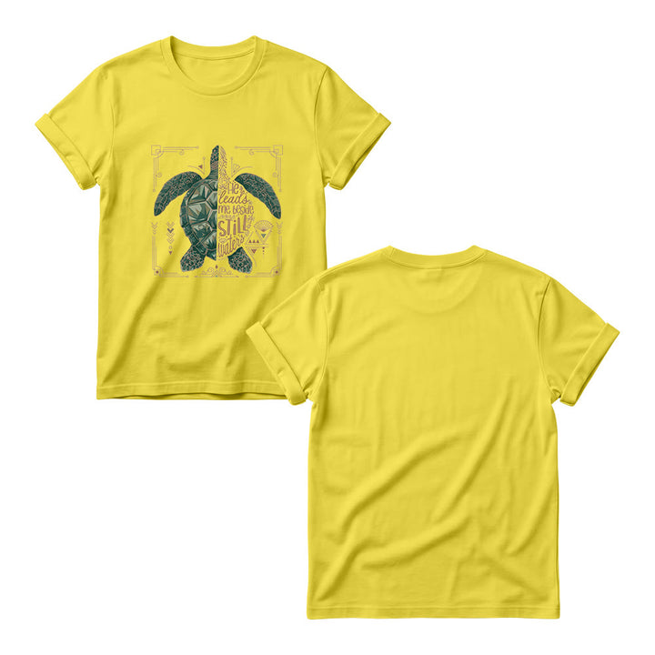 Christianartworkshop Split Geometric Sea Turtle Ornate Border Psalm Devotional Phrase Women’s Crewnecks T-shirt - image 9