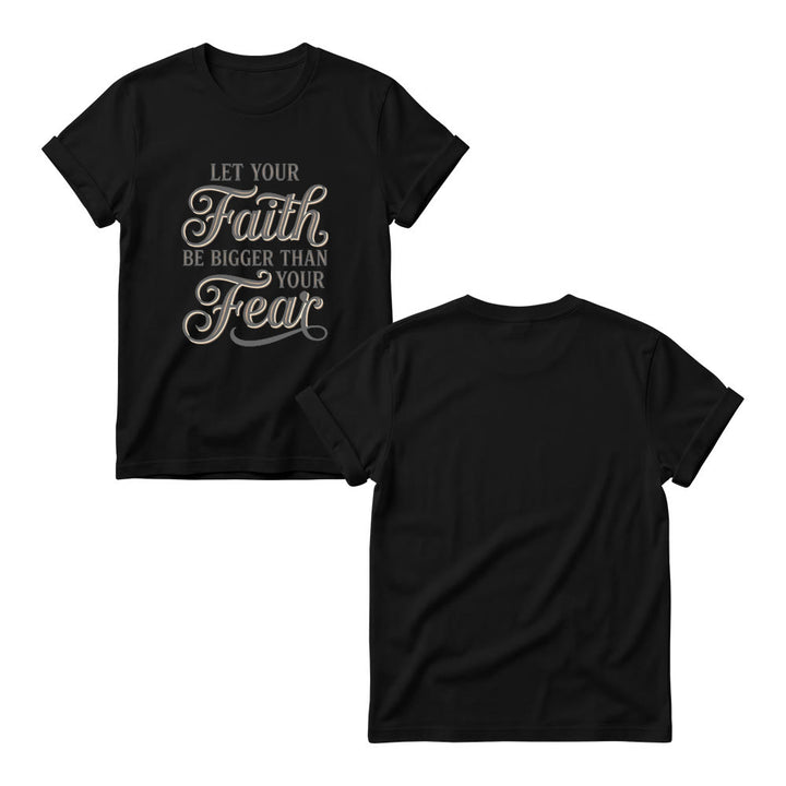 Christianartworkshop Decorative Cursive Key Faith & Fear Word Accent Casual Women’s Crewnecks T-shirt - image 8