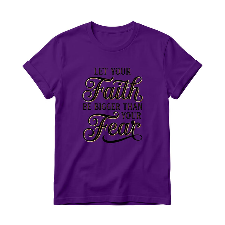 Christianartworkshop Decorative Cursive Key Faith & Fear Word Accent Casual Women’s Crewnecks T-shirt - Purple - 4XL - image 3