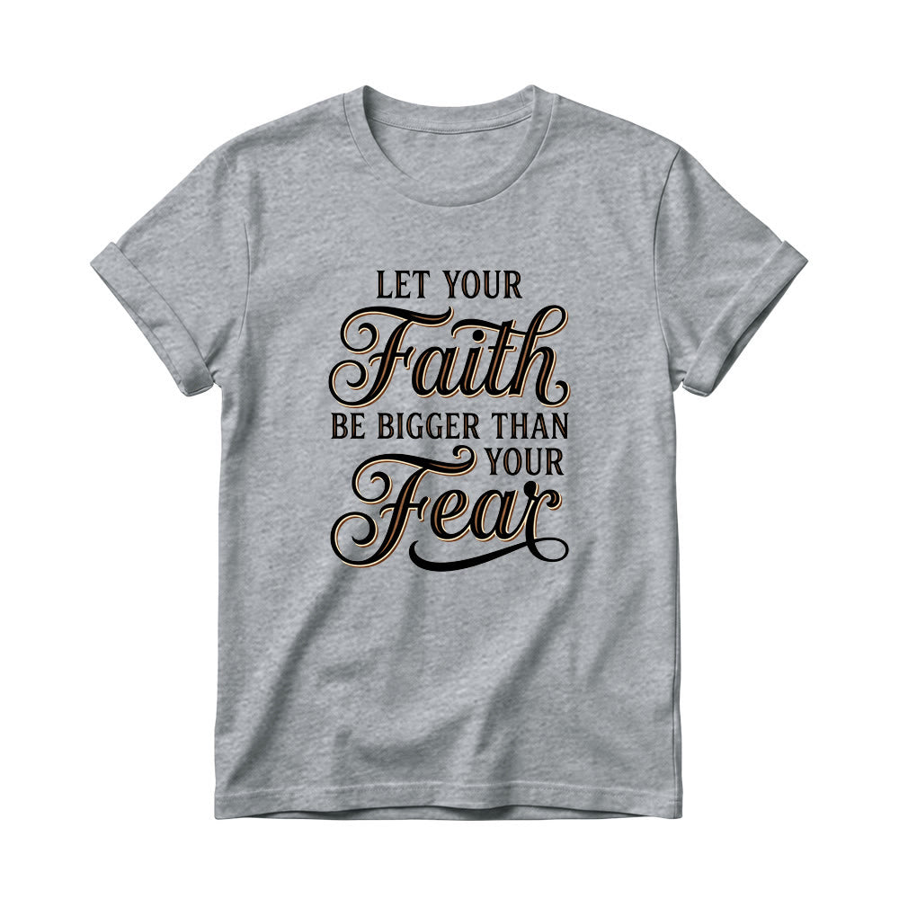 Christianartworkshop Decorative Cursive Key Faith & Fear Word Accent Casual Women’s Crewnecks T-shirt - Grey - 4XL - image 13