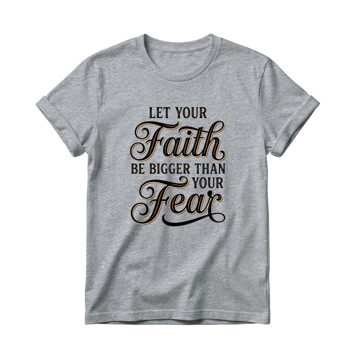 Christianartworkshop Decorative Cursive Key Faith & Fear Word Accent Casual Women’s Crewnecks T-shirt - Grey - 4XL - image 13