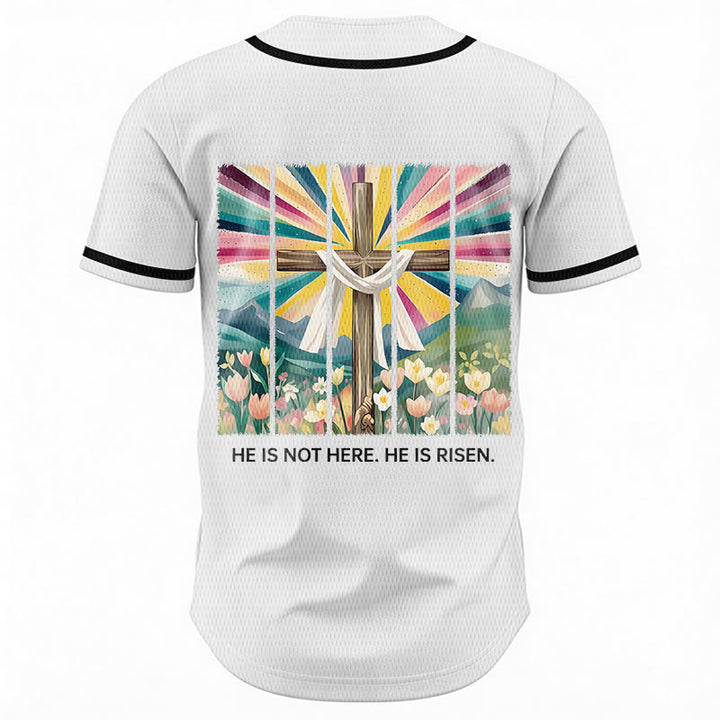 Christianartworkshop He Is Not Here He Is Risen Faith Unisex Baseball Jersey - image 11