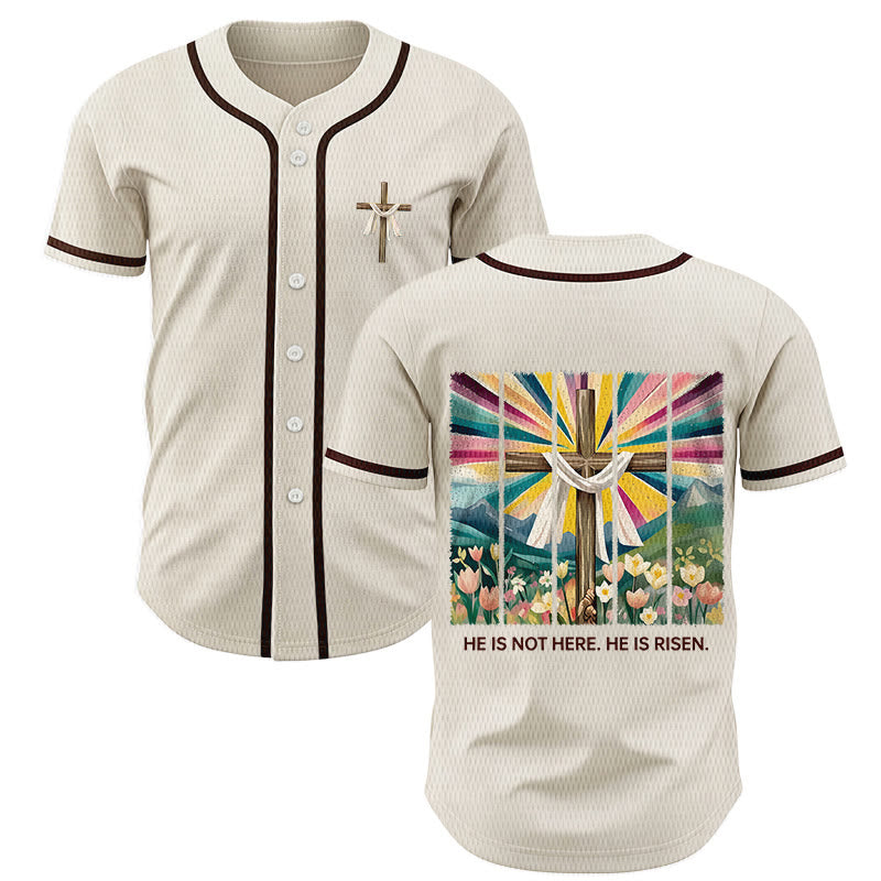 Christianartworkshop He Is Not Here He Is Risen Faith Unisex Baseball Jersey - Apricot - 5XL - image 0