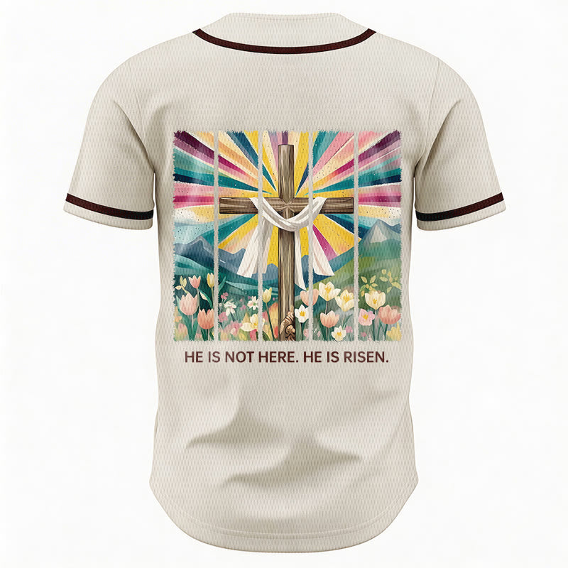 Christianartworkshop He Is Not Here He Is Risen Faith Unisex Baseball Jersey - image 4