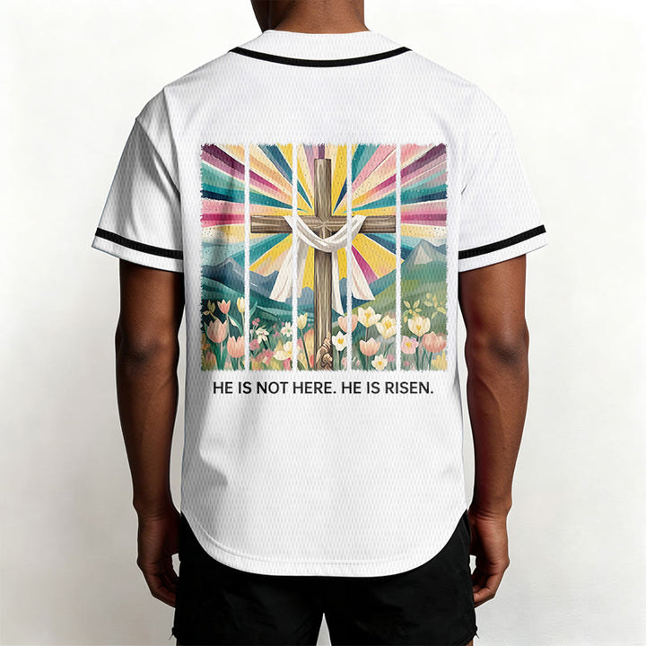 Christianartworkshop He Is Not Here He Is Risen Faith Unisex Baseball Jersey - image 12