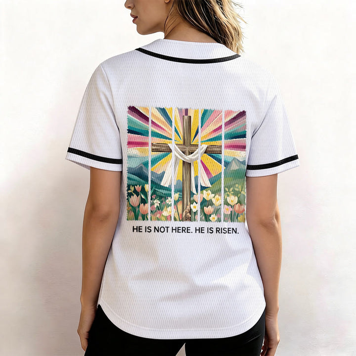 Christianartworkshop He Is Not Here He Is Risen Faith Unisex Baseball Jersey - image 13