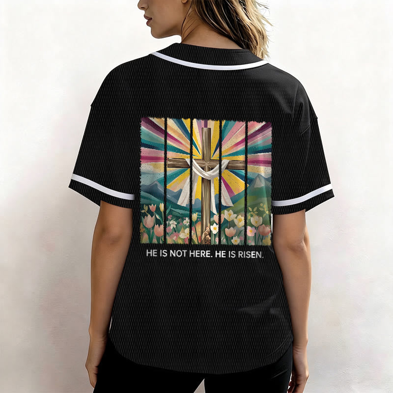 Christianartworkshop He Is Not Here He Is Risen Faith Unisex Baseball Jersey - image 20