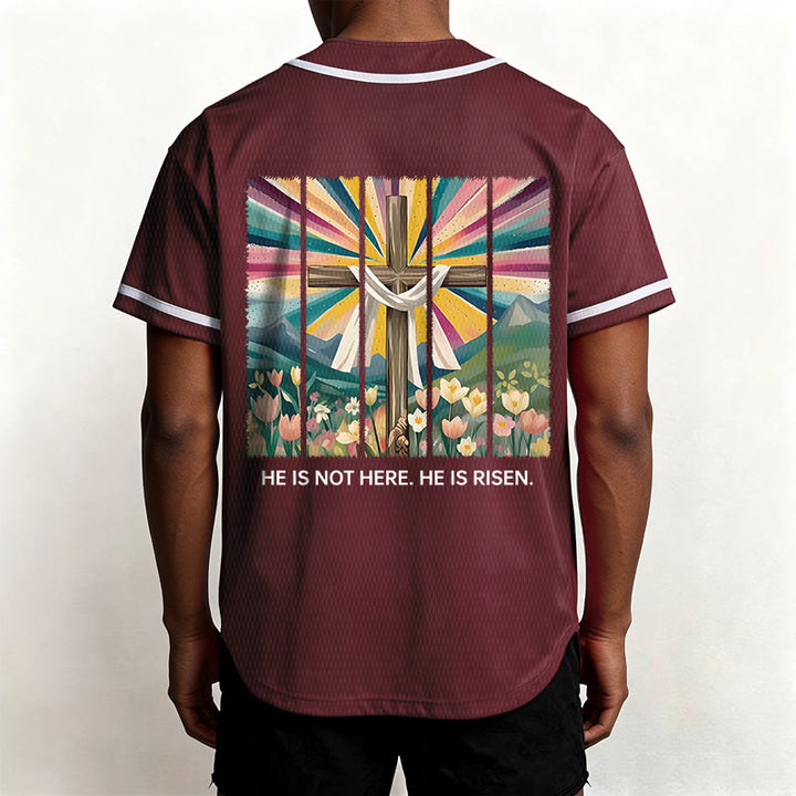 Christianartworkshop He Is Not Here He Is Risen Faith Unisex Baseball Jersey - image 33
