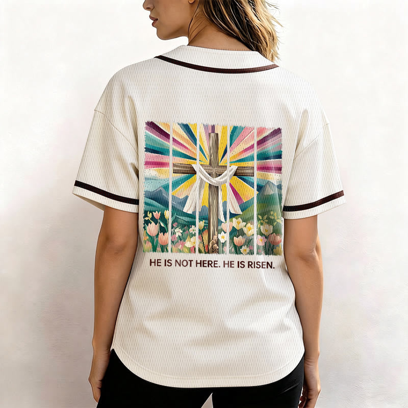 Christianartworkshop He Is Not Here He Is Risen Faith Unisex Baseball Jersey - image 6