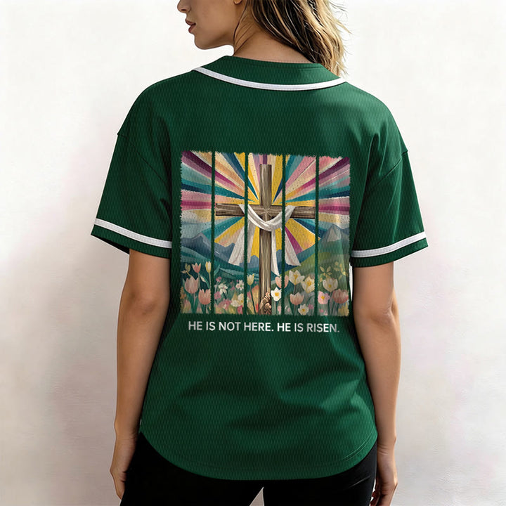 Christianartworkshop He Is Not Here He Is Risen Faith Unisex Baseball Jersey - image 48