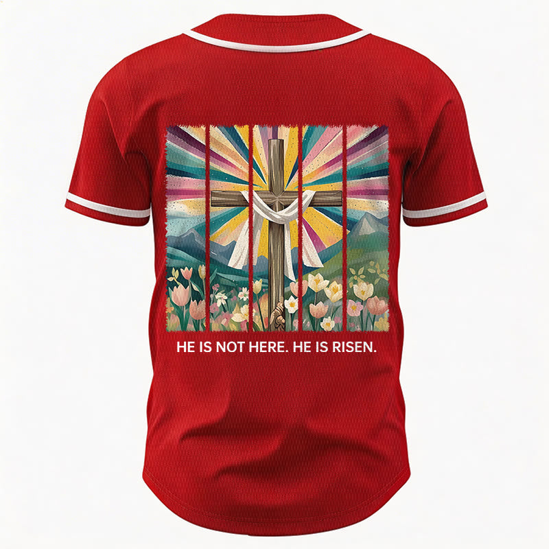 Christianartworkshop He Is Not Here He Is Risen Faith Unisex Baseball Jersey - image 25