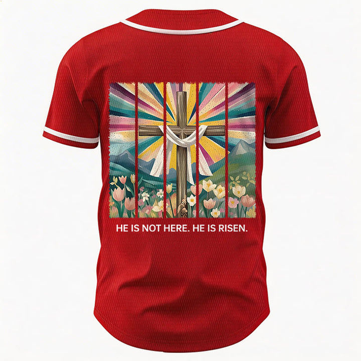 Christianartworkshop He Is Not Here He Is Risen Faith Unisex Baseball Jersey - image 25
