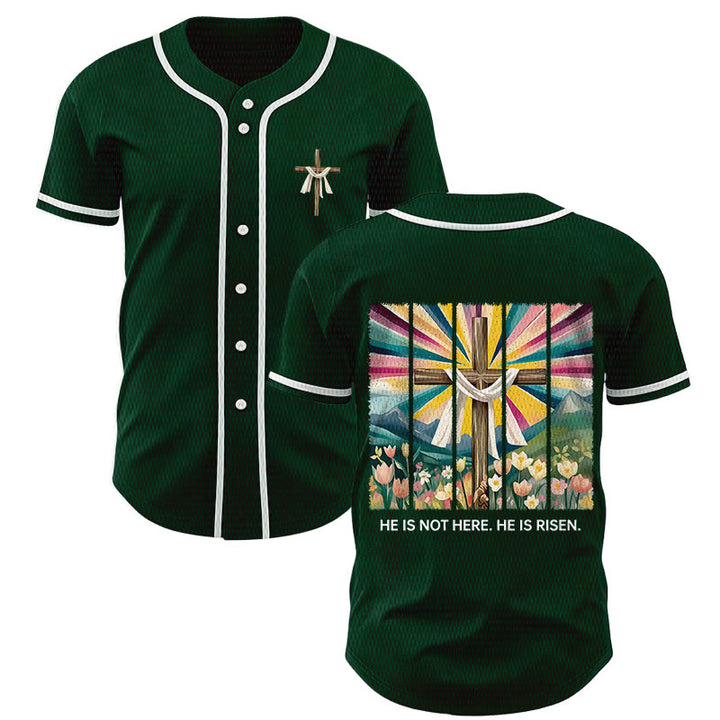 Christianartworkshop He Is Not Here He Is Risen Faith Unisex Baseball Jersey - Green - 5XL - image 42