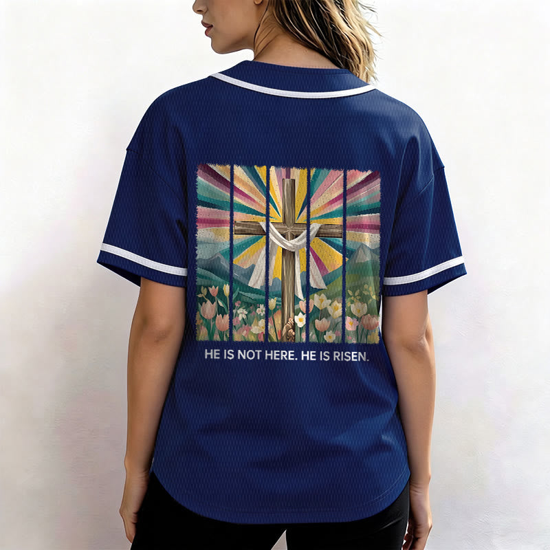 Christianartworkshop He Is Not Here He Is Risen Faith Unisex Baseball Jersey - image 55
