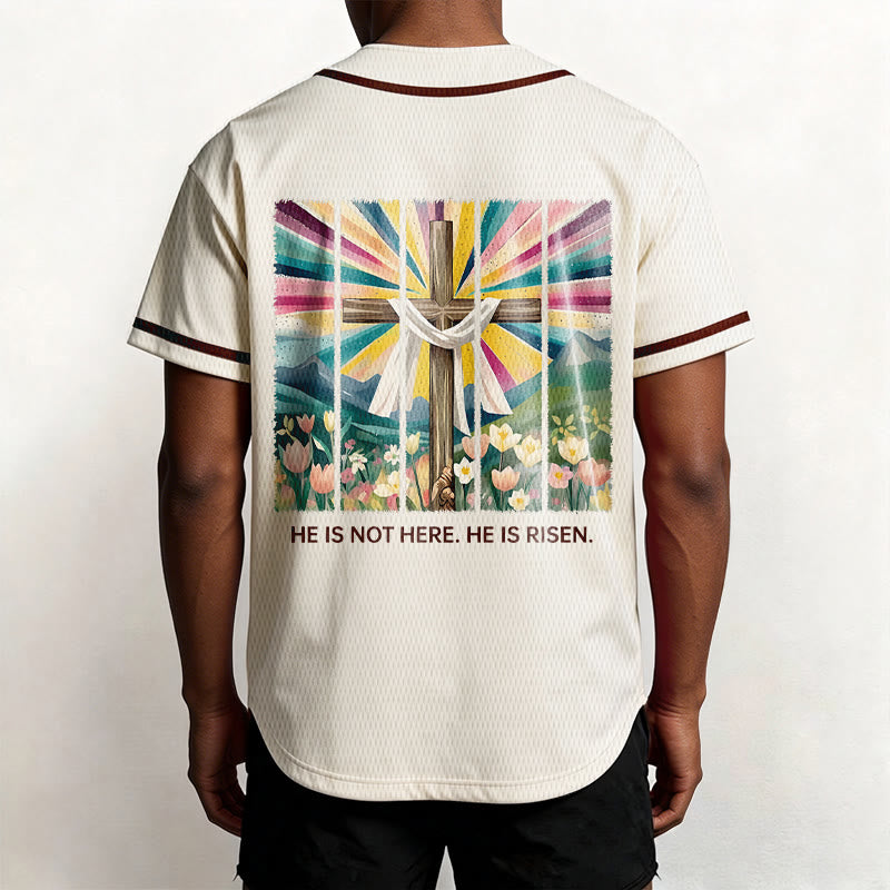 Christianartworkshop He Is Not Here He Is Risen Faith Unisex Baseball Jersey - image 5