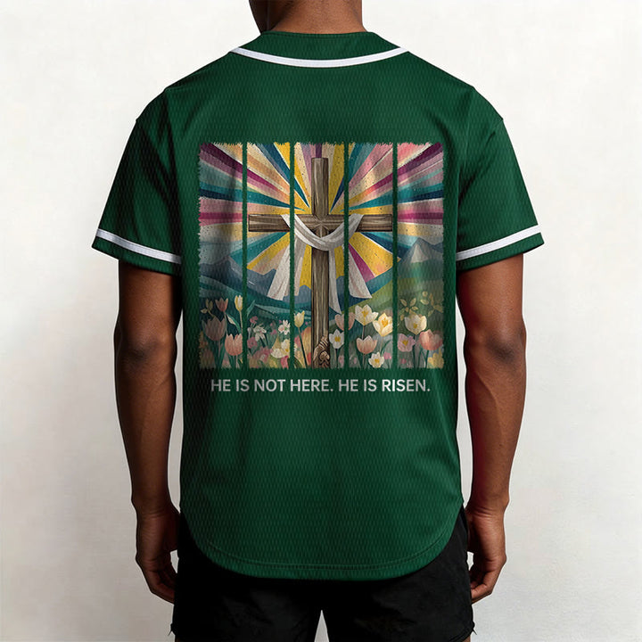 Christianartworkshop He Is Not Here He Is Risen Faith Unisex Baseball Jersey - image 47