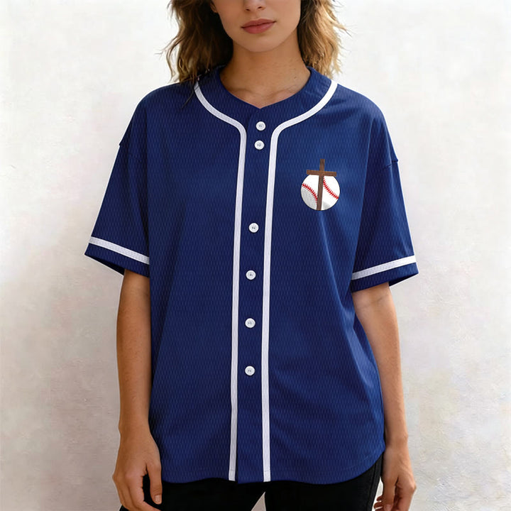 Christianartworkshop Philippians 4:13 Faith Baseball Jersey: Baseball Cross Motto Strength Devotion Athletic Shirt - image 2