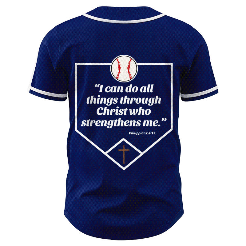 Christianartworkshop Philippians 4:13 Faith Baseball Jersey: Baseball Cross Motto Strength Devotion Athletic Shirt - image 6