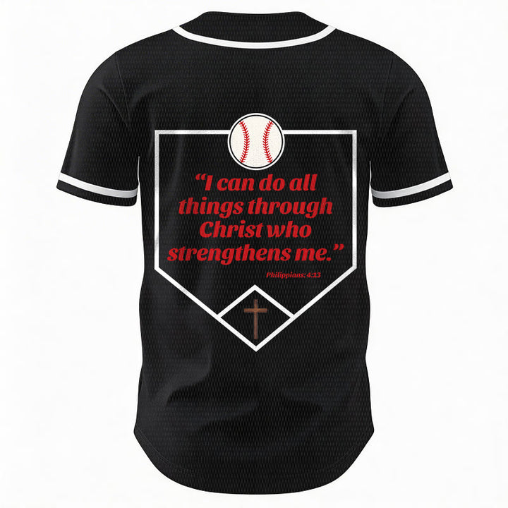Christianartworkshop Philippians 4:13 Faith Baseball Jersey: Baseball Cross Motto Strength Devotion Athletic Shirt - image 25