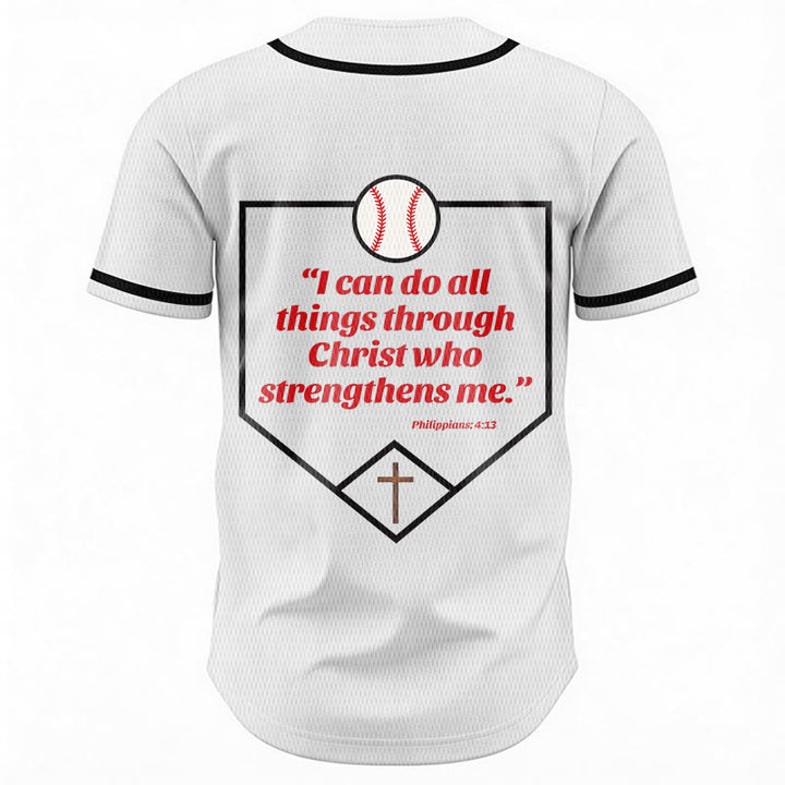 Christianartworkshop Philippians 4:13 Faith Baseball Jersey: Baseball Cross Motto Strength Devotion Athletic Shirt - image 20