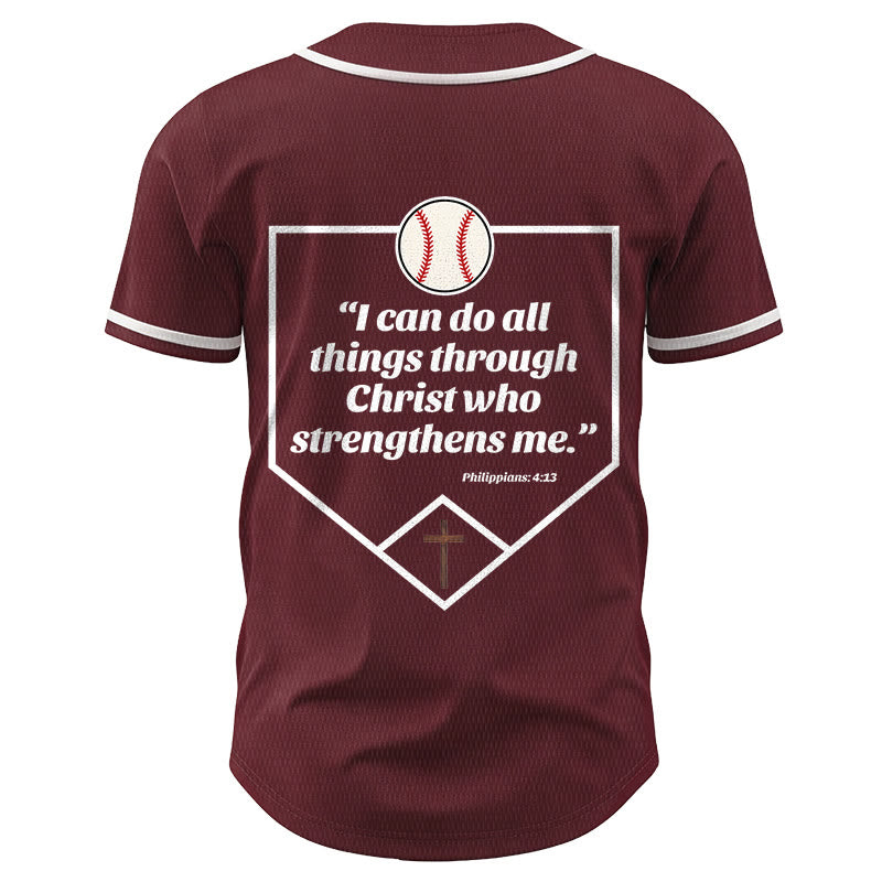 Christianartworkshop Philippians 4:13 Faith Baseball Jersey: Baseball Cross Motto Strength Devotion Athletic Shirt - image 41