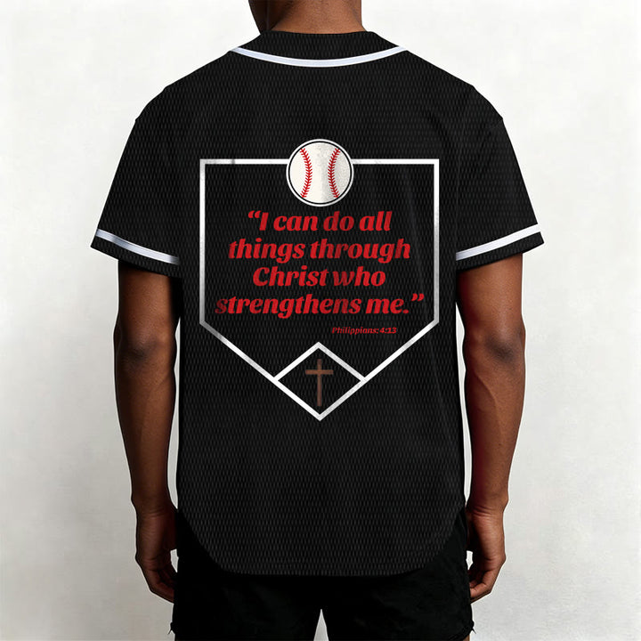 Christianartworkshop Philippians 4:13 Faith Baseball Jersey: Baseball Cross Motto Strength Devotion Athletic Shirt - image 26