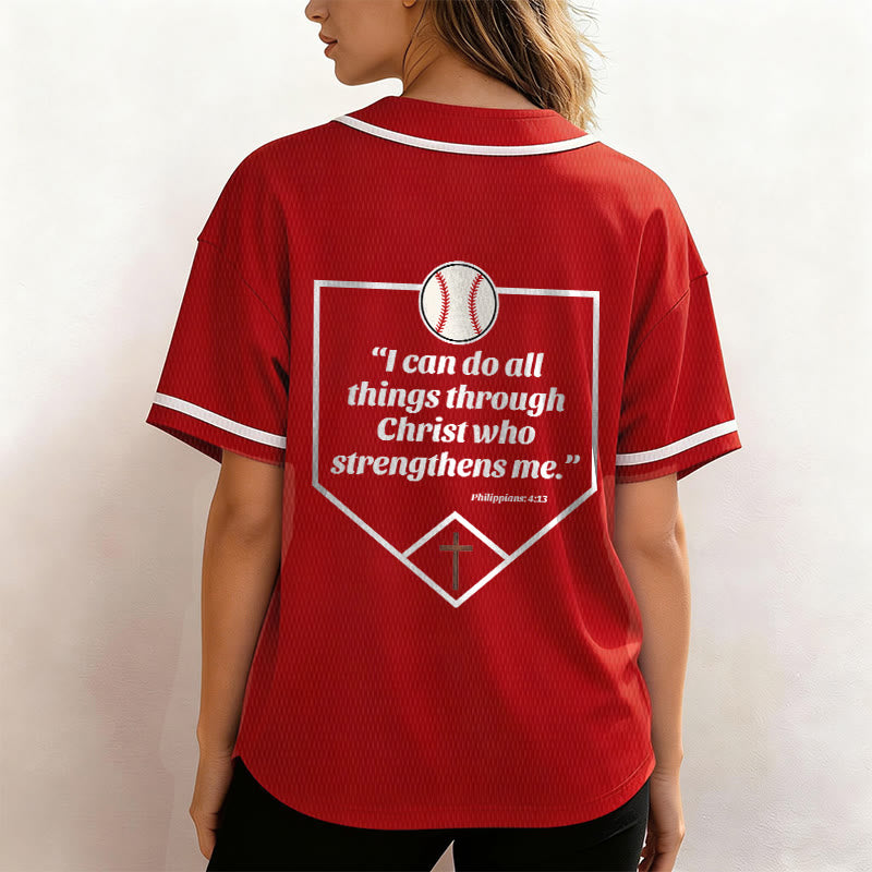 Christianartworkshop Philippians 4:13 Faith Baseball Jersey: Baseball Cross Motto Strength Devotion Athletic Shirt - image 33