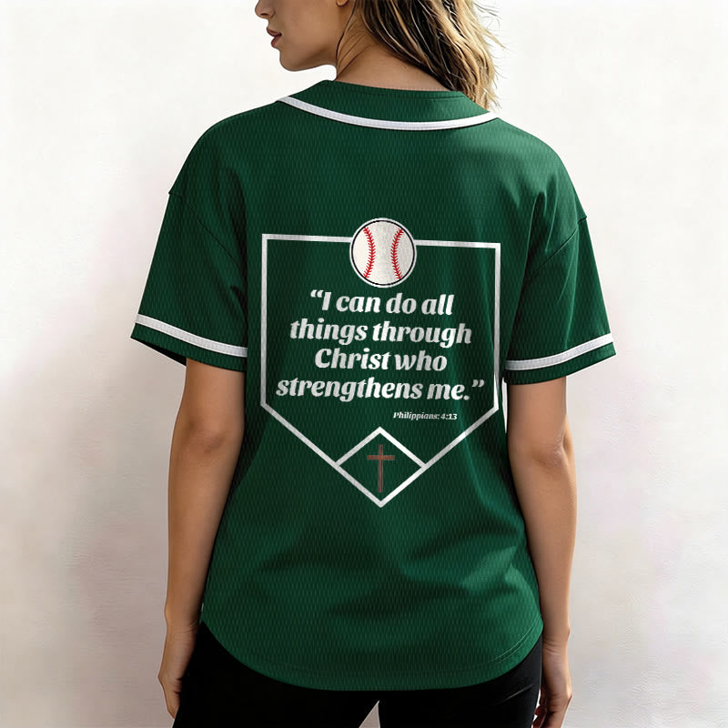 Christianartworkshop Philippians 4:13 Faith Baseball Jersey: Baseball Cross Motto Strength Devotion Athletic Shirt - image 54
