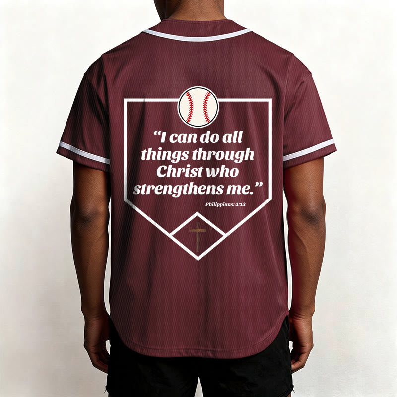 Christianartworkshop Philippians 4:13 Faith Baseball Jersey: Baseball Cross Motto Strength Devotion Athletic Shirt - image 39