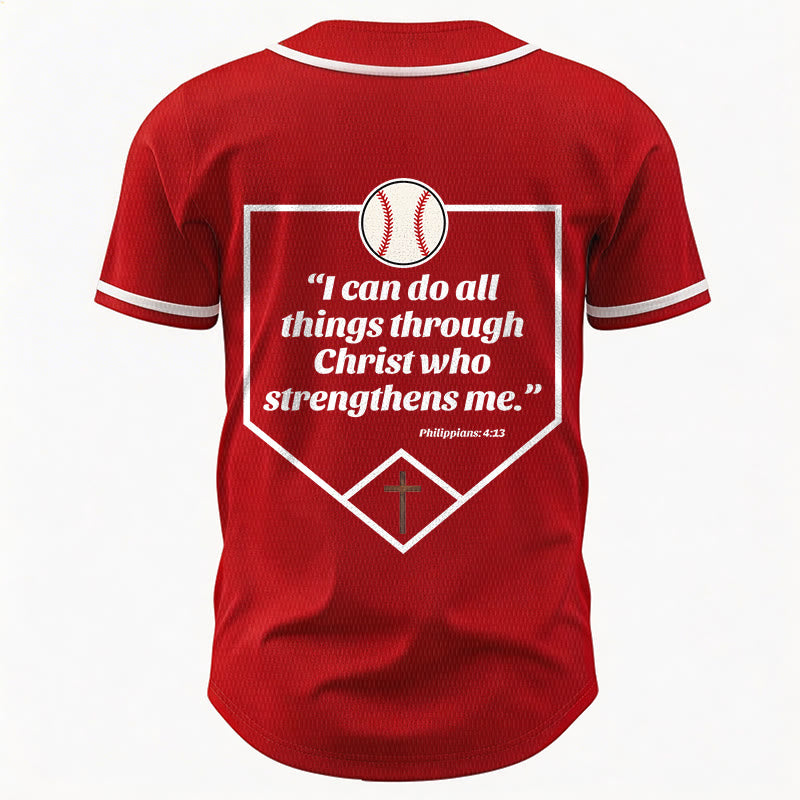 Christianartworkshop Philippians 4:13 Faith Baseball Jersey: Baseball Cross Motto Strength Devotion Athletic Shirt - image 34