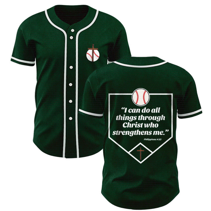 Christianartworkshop Philippians 4:13 Faith Baseball Jersey: Baseball Cross Motto Strength Devotion Athletic Shirt - Green - 5XL - image 49
