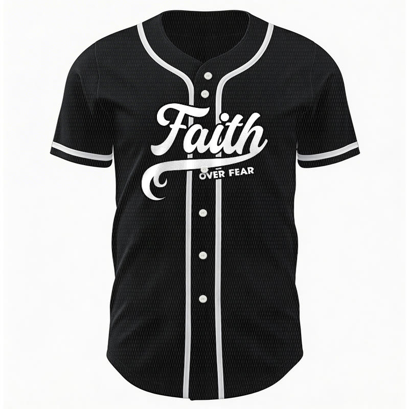 Christianartworkshop Faith Over Fear Custom Name Number Unisex Baseball Jersey - image 3