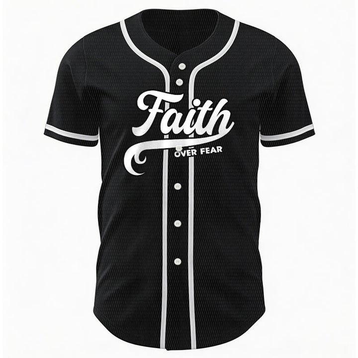 Christianartworkshop Faith Over Fear Custom Name Number Unisex Baseball Jersey - image 3