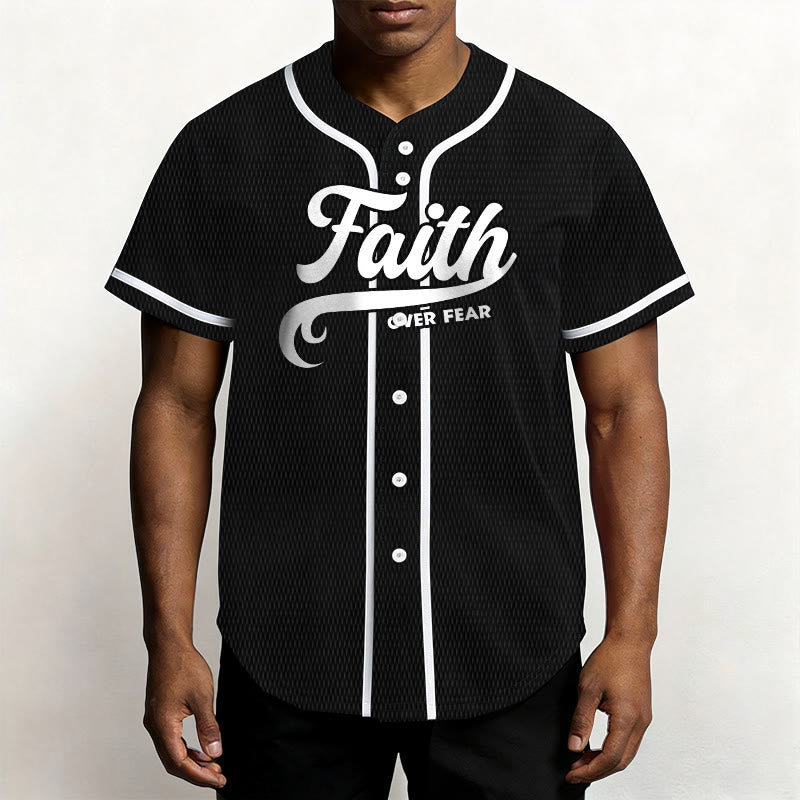 Christianartworkshop Faith Over Fear Custom Name Number Unisex Baseball Jersey - image 1