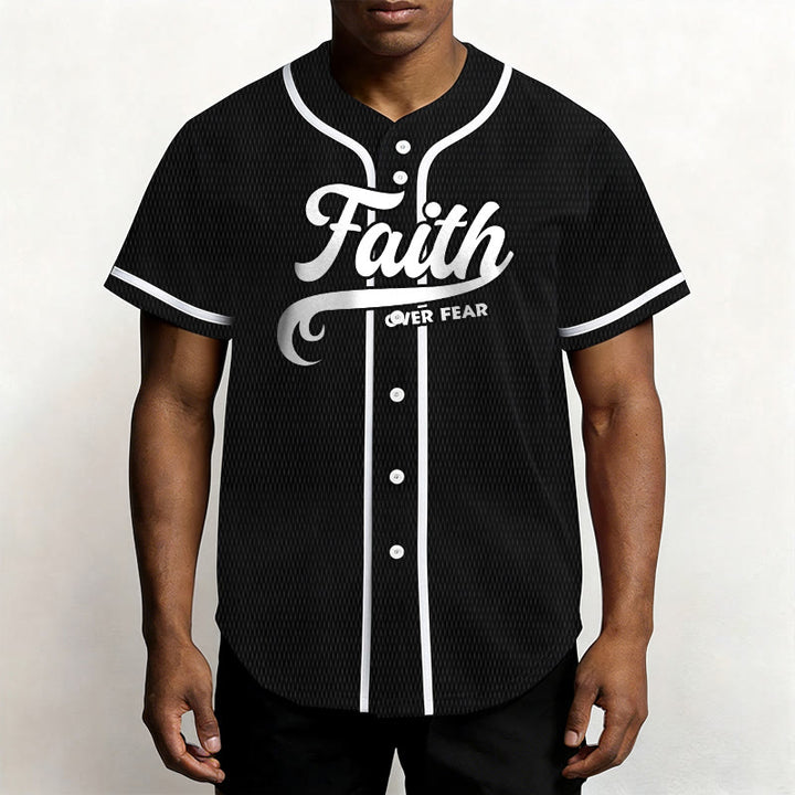 Christianartworkshop Faith Over Fear Custom Name Number Unisex Baseball Jersey - image 1
